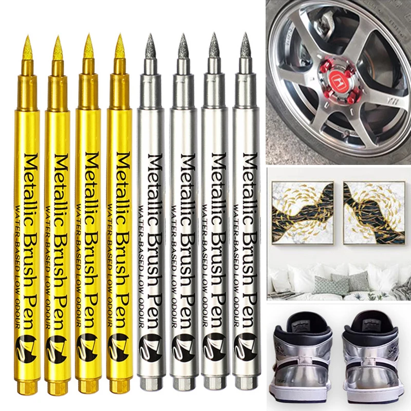 Whiteboard Marker Set - METALLIC MARKER ปากกาชุดทองเงินสีขาวสีแปรงปากกาขนาดกลาง Markers สําหรับโลหะ ROCK