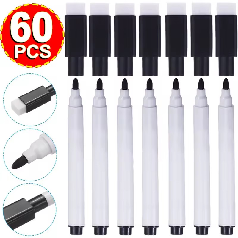 Whiteboard Marker Set - ปากกามาร์กเกอร์ไวท์บอร์ด ปากกาลบแห้งพร้อมหมวกยางลบสําหรับสํานักงานเครื่องเขียนโรงเรียน ปากกามาร์กเกอร์ไวท์บอร์ดแม่เหล็ก ปากกาลบแบบแห้ง