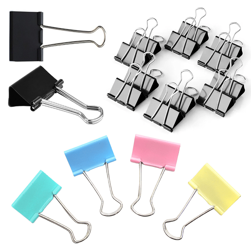 Office Stationery And Supply - คลิปหนีบกระดาษโลหะขนาด 25 มม. 10 ชิ้น สีดำหลากสี