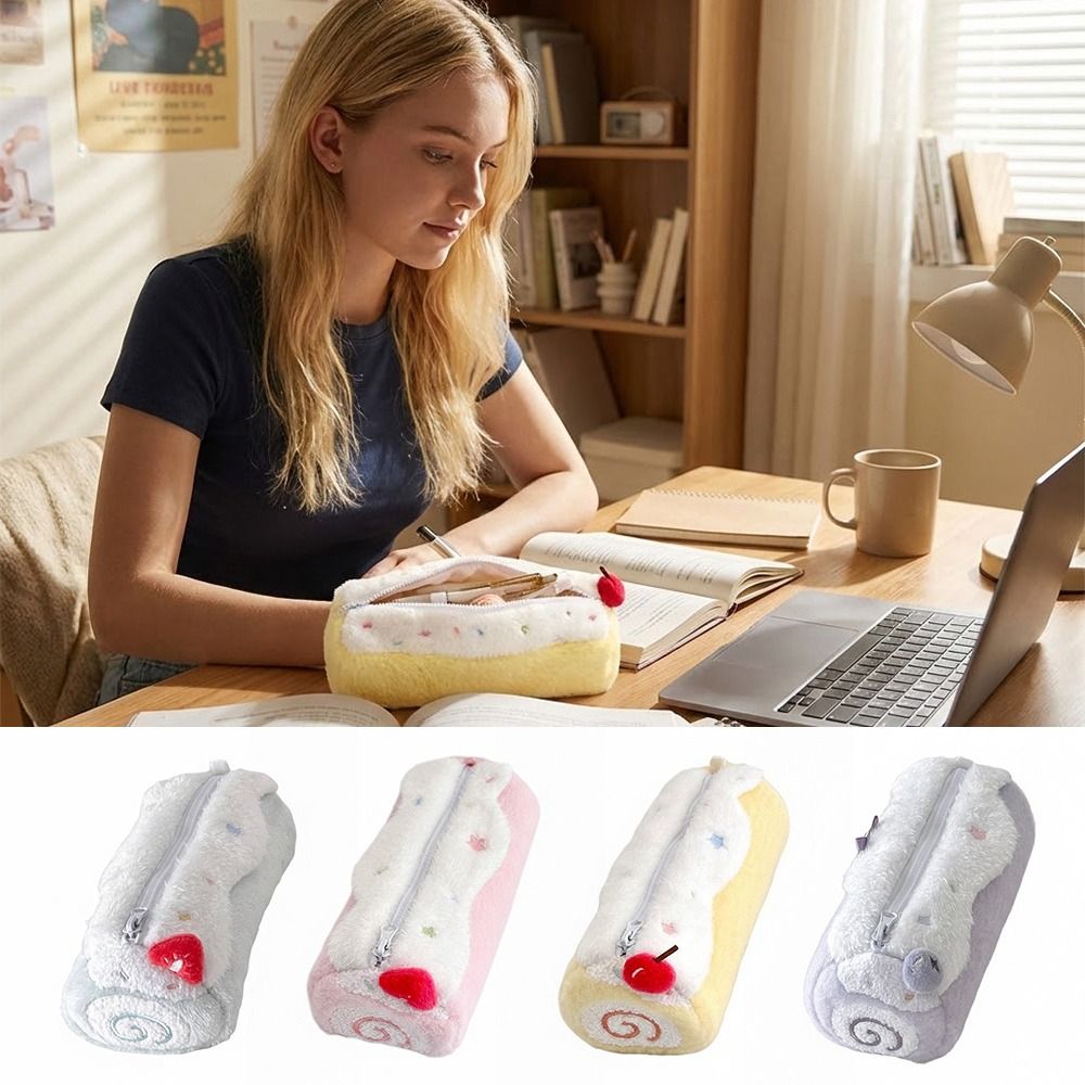 Pen Pouch Roll - กระเป๋าใส่ปากกาทนทาน ทรงสวิสโรล ความจุขนาดใหญ่ กระเป๋าใส่ดินสอ ลายบลูเบอร์รี่/สตรอว์เบอร์รี่/เชอร์รี่ กระเป๋าเครื่องเขียน